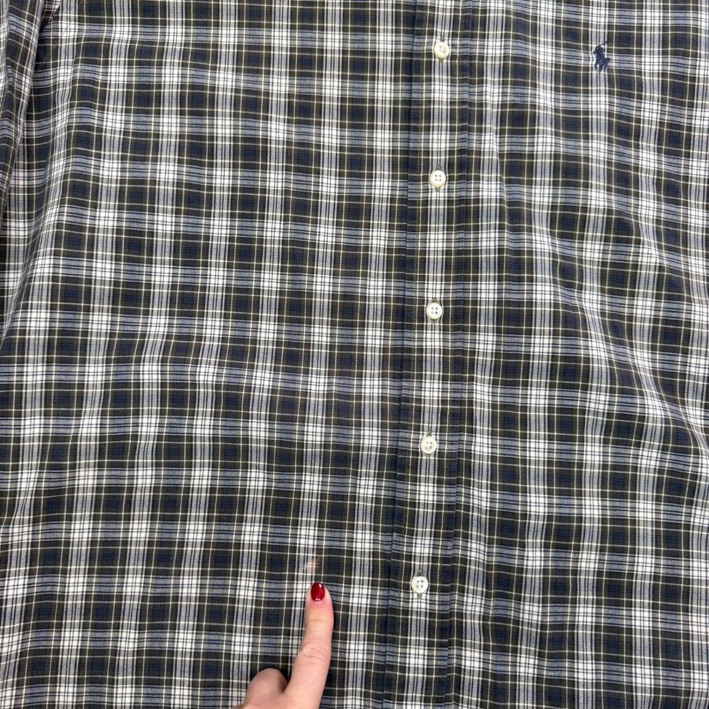 Polo Ralph Lauren Blake Men L Button Up Green Plaid Shirt Equestrian Preppy READ - Picture 4 of 6
